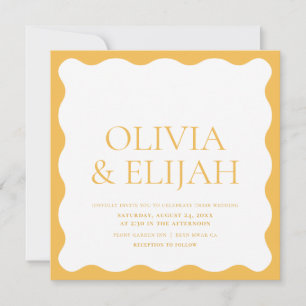 Invitación Boda Wavy Yellow Modern Typography