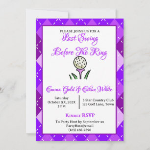 Invitación Boda Weekend Actividad de Golf Purple Argyle