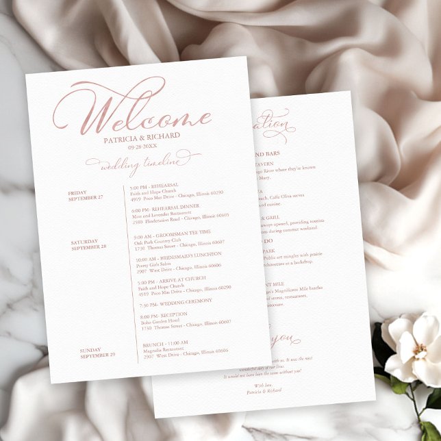 Invitación Boda Weekend Itinerary Timeline Elegant (Subido por el creador)