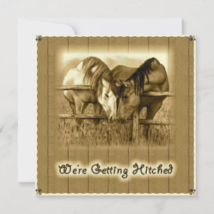 Invitación Boda Western: Casándose: Caballos, Sepia
