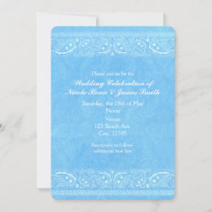 Invitación Boda Western Country Paisley Rústico Azul