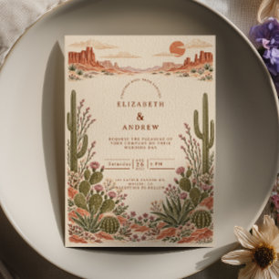 Invitación Boda Western Desierto de Cactus de Terracota