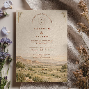 Invitación Boda Western Rancho de Caballos Acuarela