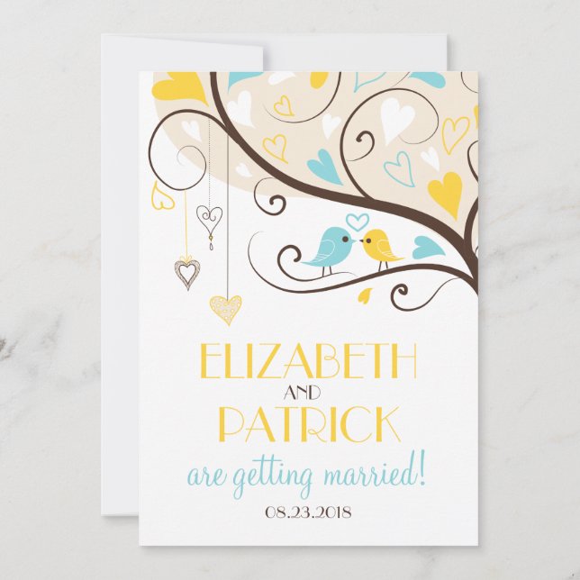 Invitación Boda Whimsical Lovebirds (Reverso)