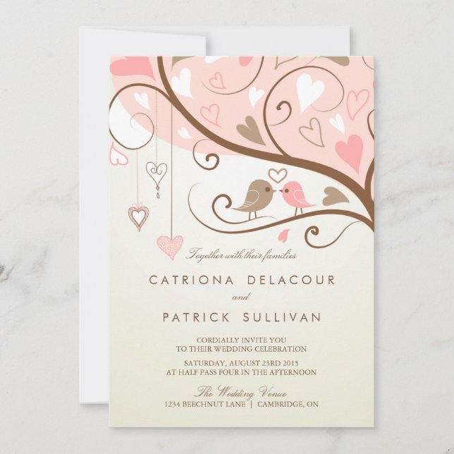 Invitación Boda Whimsical Lovebirds (Anverso)