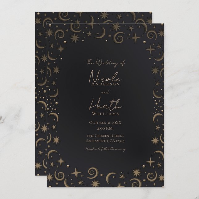 Invitación Boda Whimsical Magic Celestial Swirls (Anverso / Reverso)