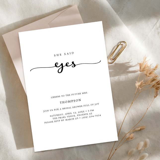 Invitación Boda Whimsy Script Dijo Sí Ducha Británica (Subido por el creador)
