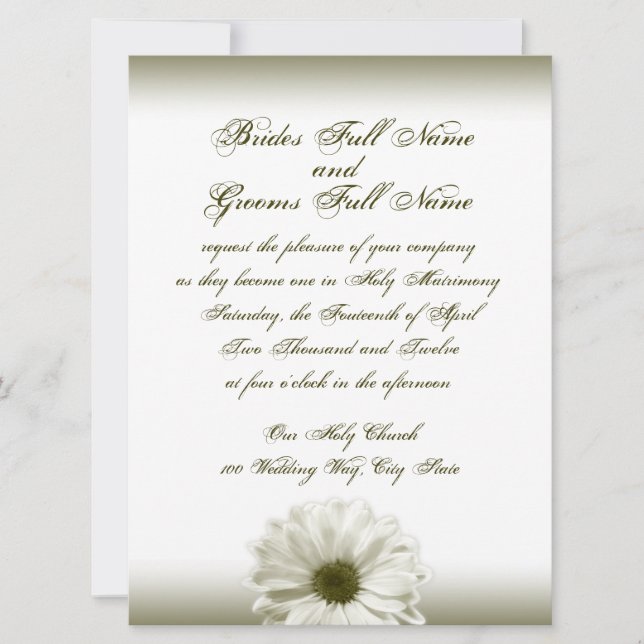 Invitación Boda White Antique Daisy (Anverso)