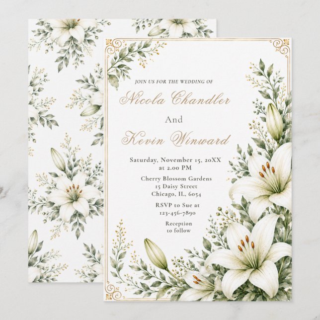 Invitación Boda White Lily (Anverso / Reverso)