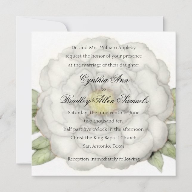 Invitación Boda White Peony (Anverso)