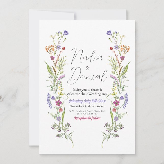 Invitación Boda Wildflowers Floral Ditsy Print (Anverso)