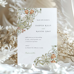 Invitación Boda William Morris, patrón de Lily Dorada