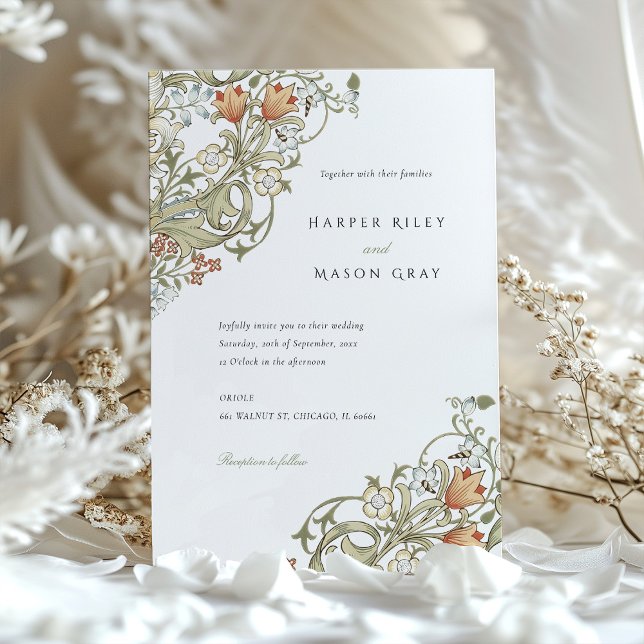 Invitación Boda William Morris, patrón de Lily Dorada (Subido por el creador)