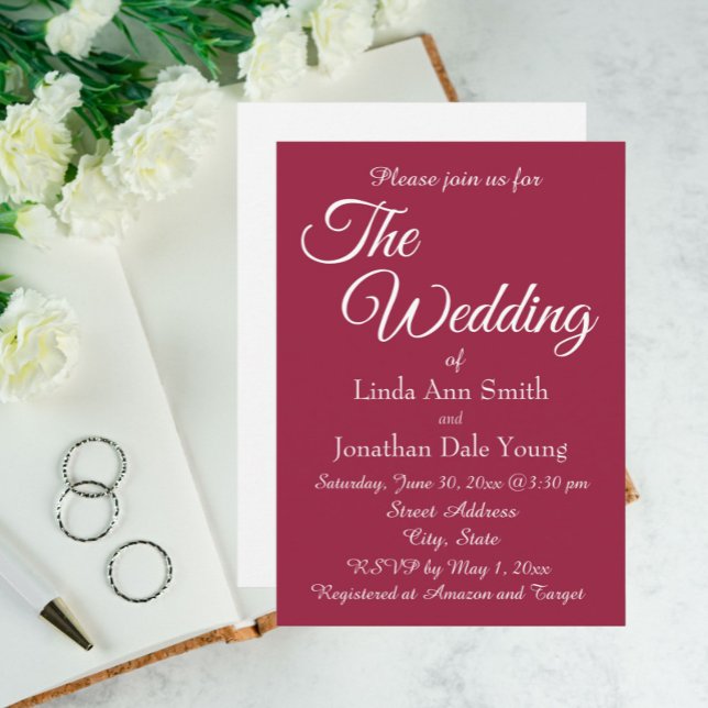 Invitación Boda Wine Red Simple Style (In Situ Wedding)