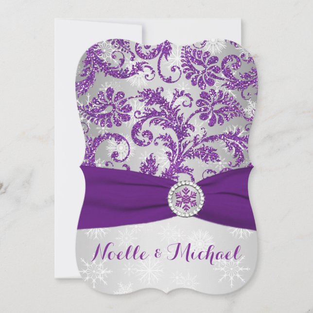 Invitación Boda Winter Wonderland, Crystal Buckle Purple 2 (Anverso)