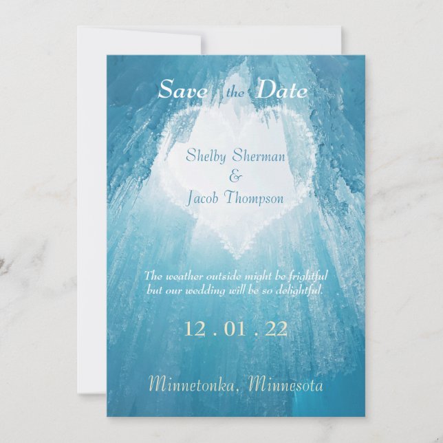 Invitación Boda Winter Wonderland - Guardar La Fecha (Anverso)