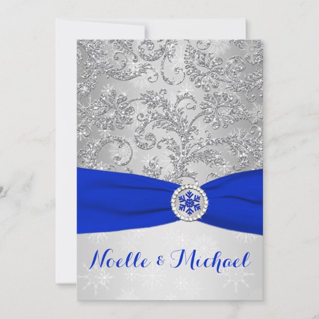 Invitación Boda Winter Wonderland| Mangueta de cristal| Azul (Anverso)