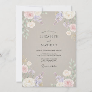 Invitación Boda Wisteria Beige Rosa