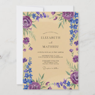 Invitación Boda Wisteria Champagne Violeta