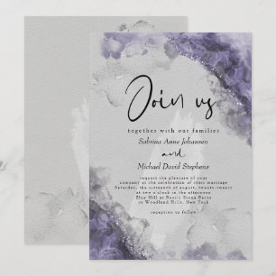 Invitación BODA   Wisteria Lilac Resumen Tinta Alcohólica