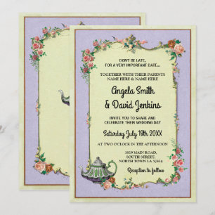 Invitación Boda Wonderland invita a la tarde Tea Teapot