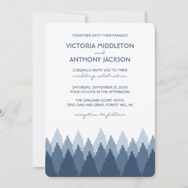 Invitación Boda Woodland de la Cordillera Azul (Anverso)