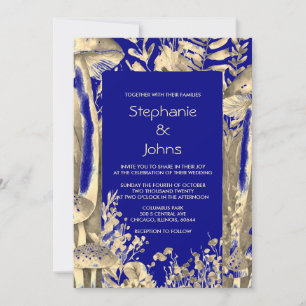 Invitación Boda Woodland de la Marina Blue Gold Brown