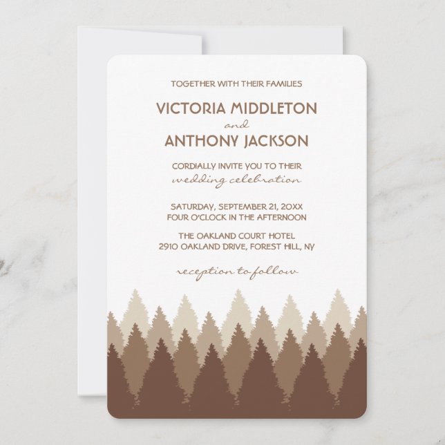 Invitación Boda Woodland Forest Range Brown (Anverso)