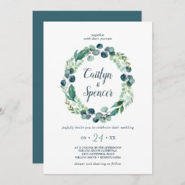 Invitación Boda Wreath Casual de la vegetación exuberante