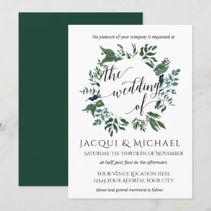 Invitación Boda Wreath de hojas de follaje recolectadas de bo