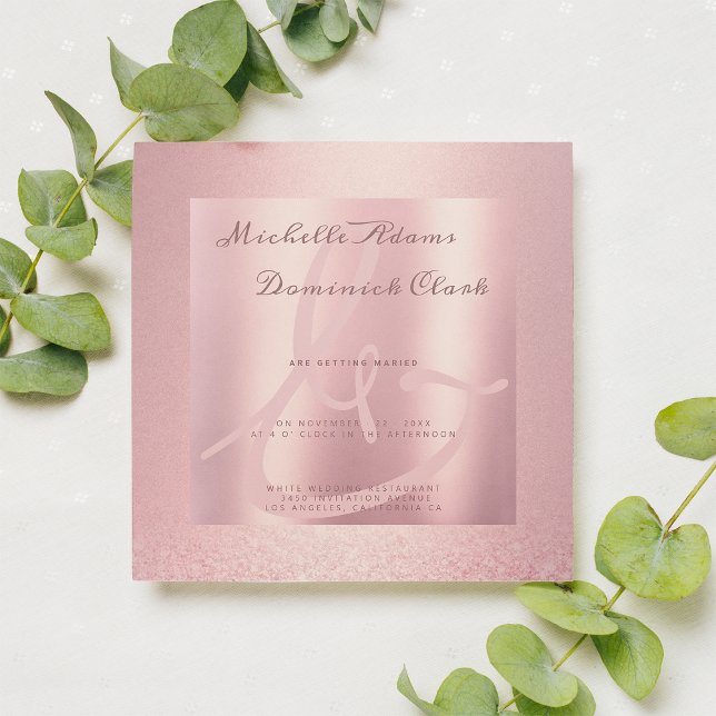 Invitación Boda y amplificador de gradiente de purpurina rosa (Pink rose gold glitter gradient ampersand Wedding)