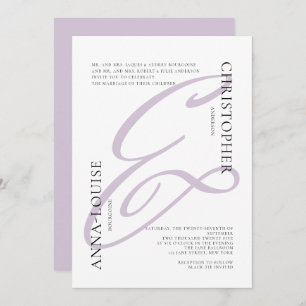 Invitación Boda y amplificador de guiones de lavanda formal D