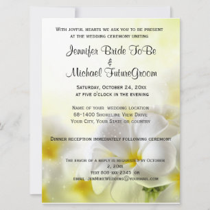 Invitación Boda y recepción de Plumeria Blanca de Hawái