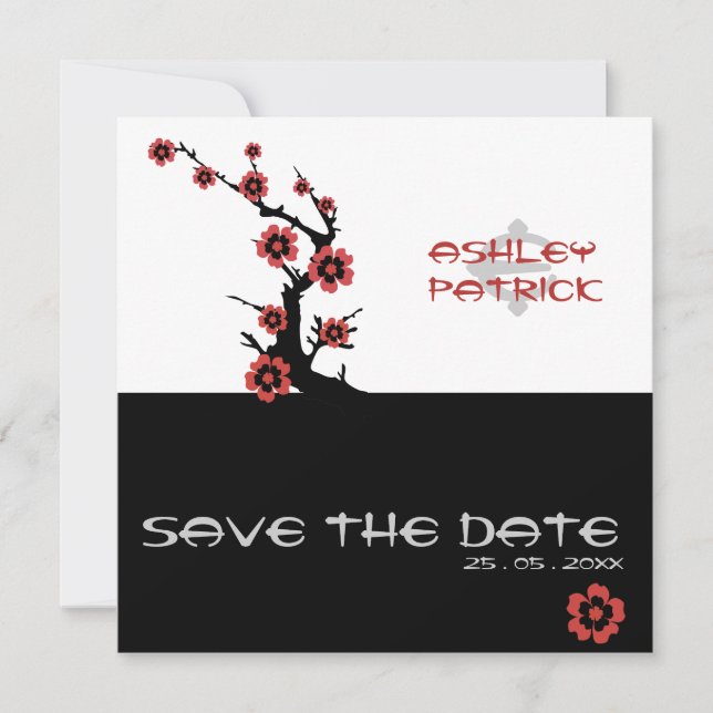 Invitación Boda Yin-Yang Oriental Sakura (Anverso)
