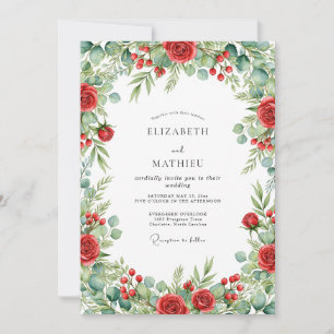 Invitación Boda Yuletide Verde Roja