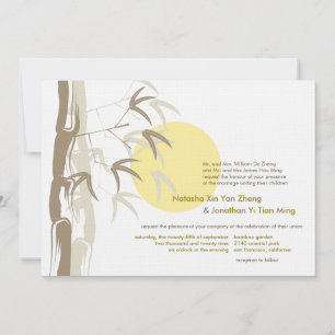 Invitación Boda Zen Asiática Jardín de Bambú Amanecer Amarill