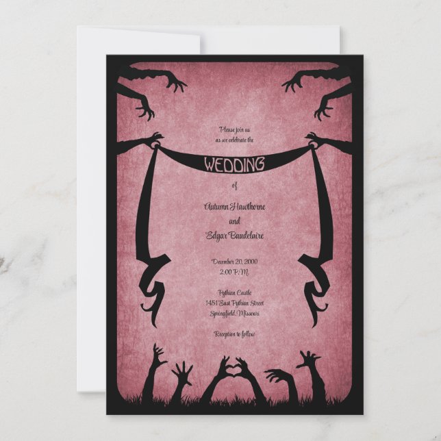 Invitación Boda Zombie Horror Halloween (Anverso)