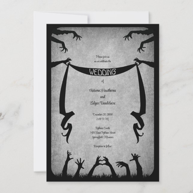 Invitación Boda Zombie Horror Halloween (Anverso)