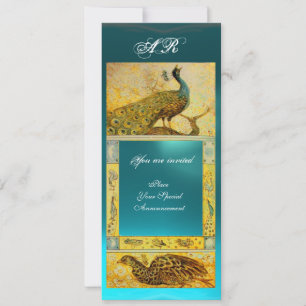 Invitación BODAS AMOR PAVOS REALES MONOGRAMA marrón azul amar