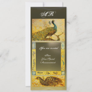 Invitación BODAS AMOR PAVOS REALES MONOGRAMA marrón gris amar