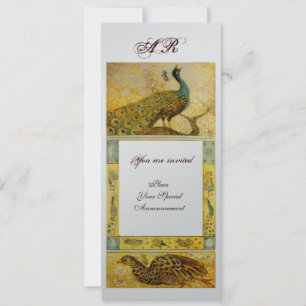 Invitación BODAS AMOR PAVOS REALES MONOGRAMA marrón plata ama