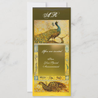 Invitación BODAS AMOR PAVOS REALES MONOGRAMA ,marrón verde am