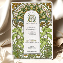 Bodas Art Nouveau con Margaritas Doradas y Follaje
