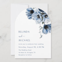 Bodas blancas casuales flores azules