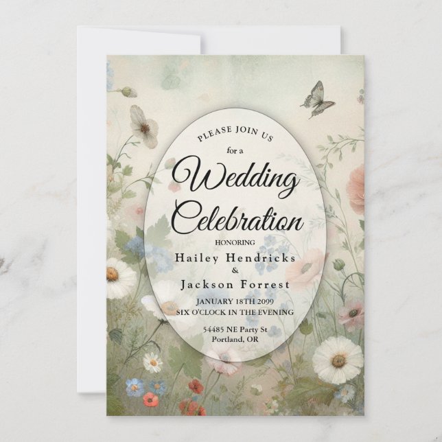 Invitación Bodas Boho Blooms y Juramentos Vintage (Anverso)