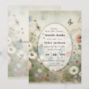 Invitación Bodas Boho Blooms y Votos Vintage