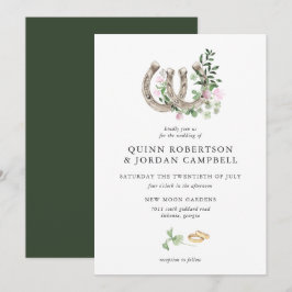 Invitación Bodas Botánicas de Trébol Elegante de Herraduras