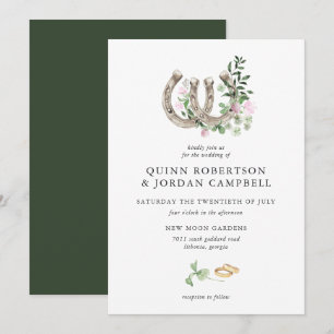 Invitación Bodas Botánicas de Trébol Elegante de Herraduras