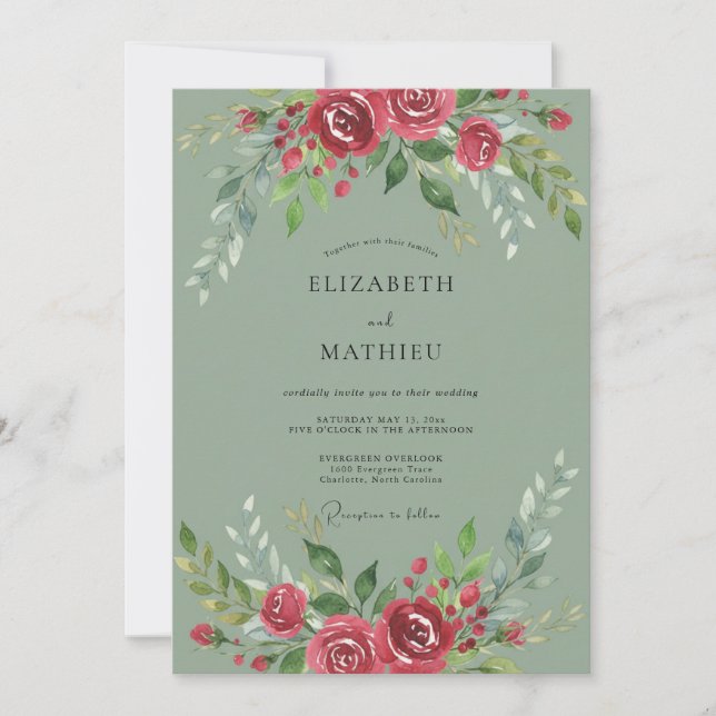 Invitación Bodas Botánicas Pintorescas de Violeta Gris (Anverso)