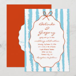 Invitación Bodas caprichosas con rayas pintadas a mano